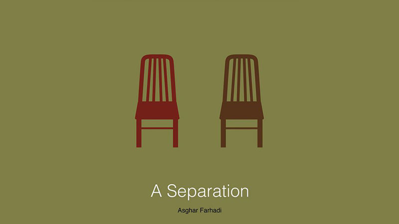 A Separation minimalist poster, two empty court chairs.