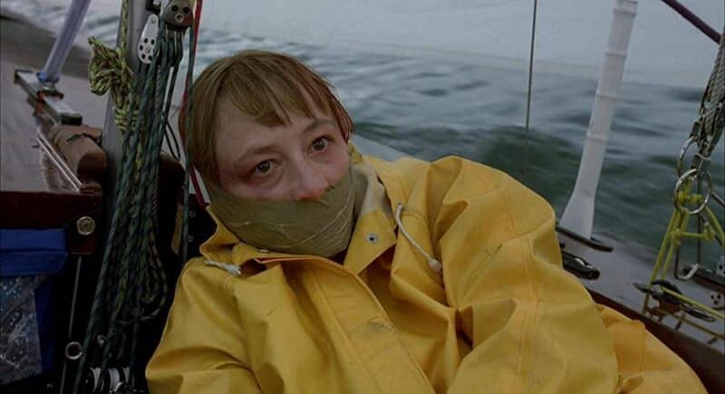 Susanne Lothar as Anna from the movie Funny Games, appearing tied up in a boat in the final scene.