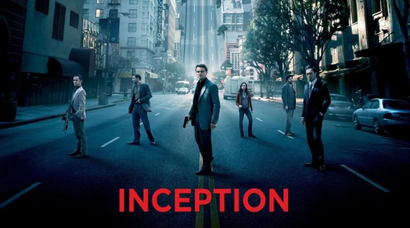 The movie poster for "Inception," featuring a visually stunning and dream-like design.