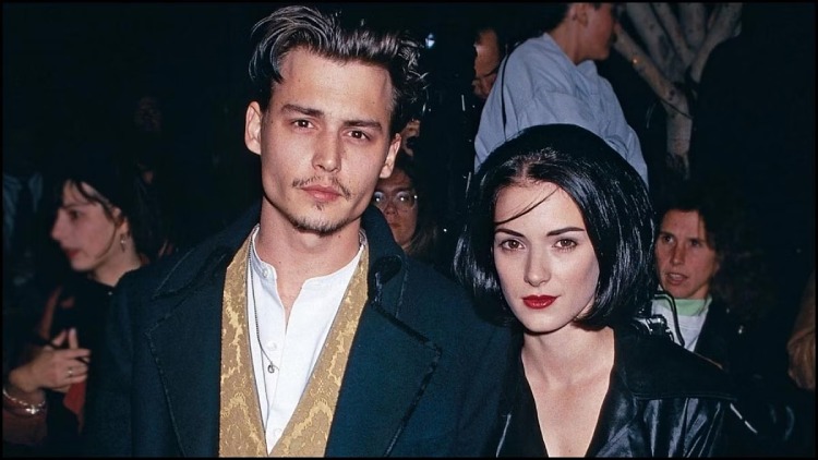 A youthful Johnny Depp enjoying a night out with his former fiancée Winona Ryder.
