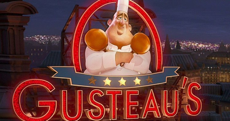 A depiction of Gusteau's restaurant from the movie Ratatouille, with its inviting and charming exterior.