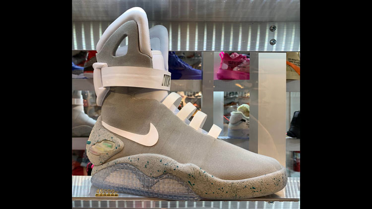 The 2011 release of "Back to the Future" featuring the Nike Mag shoes at Flight Club Miami Design.