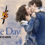 "One Day" Analysis: Differences Between Book and Movie! — What They Changed? Anne Hathaway as Emma and Jim Sturgess as Dexter share an impressive kiss in the movie 'One Day.' The image includes the text 'One Day Book vs. Movie' with a versus sign.