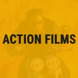Action Films | Film Terms Dictionary Bold "Action Films" text centered over a faint background scene from an action movie, with "Film Terms Dictionary" label in the bottom right corner.